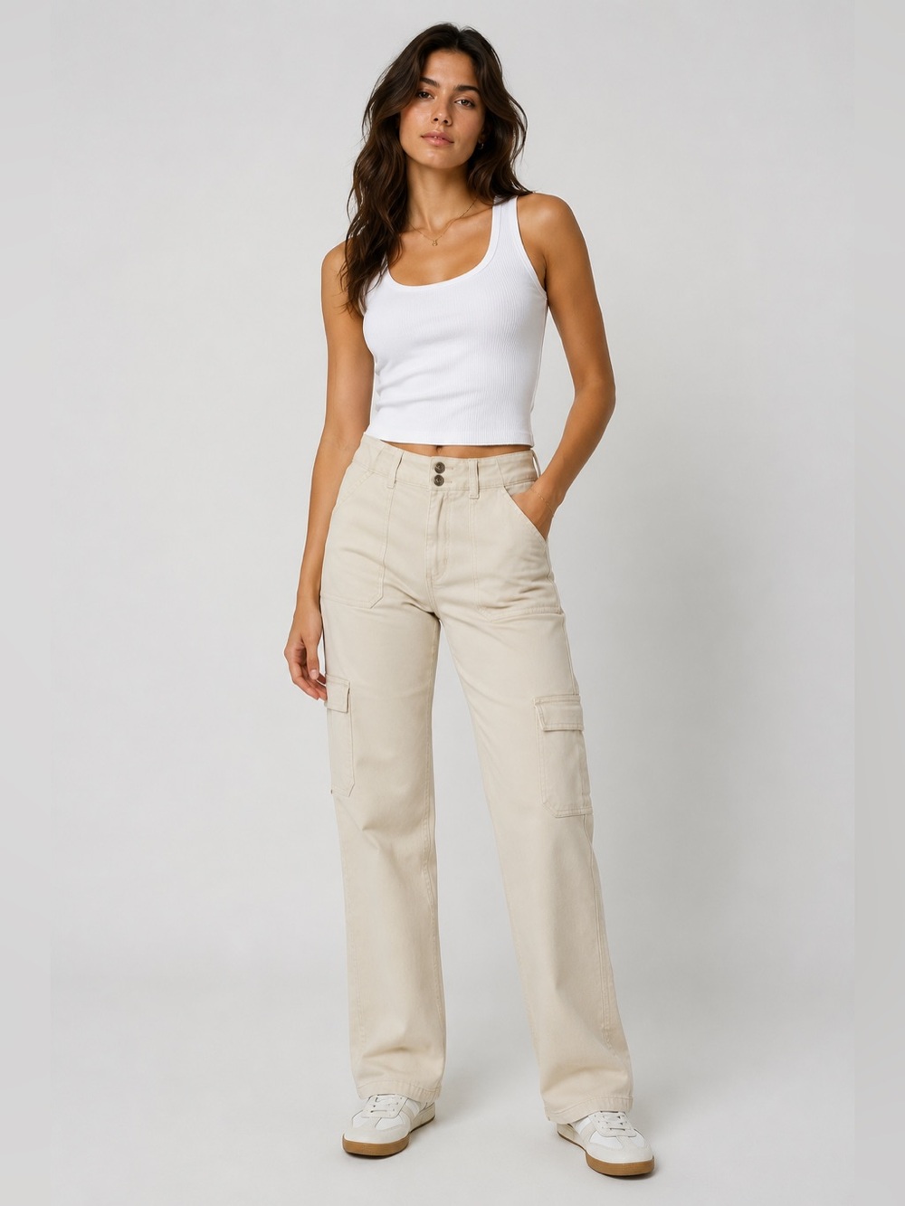 Harper Heritage Mid Rise Boot Cut Cargo Pants Women’s Size 29 Beige Utility